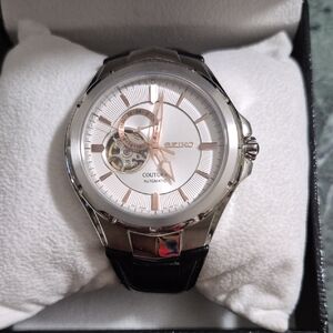 Coutura Open Heart Face Seiko Silver and Black Couture Automatic Watch